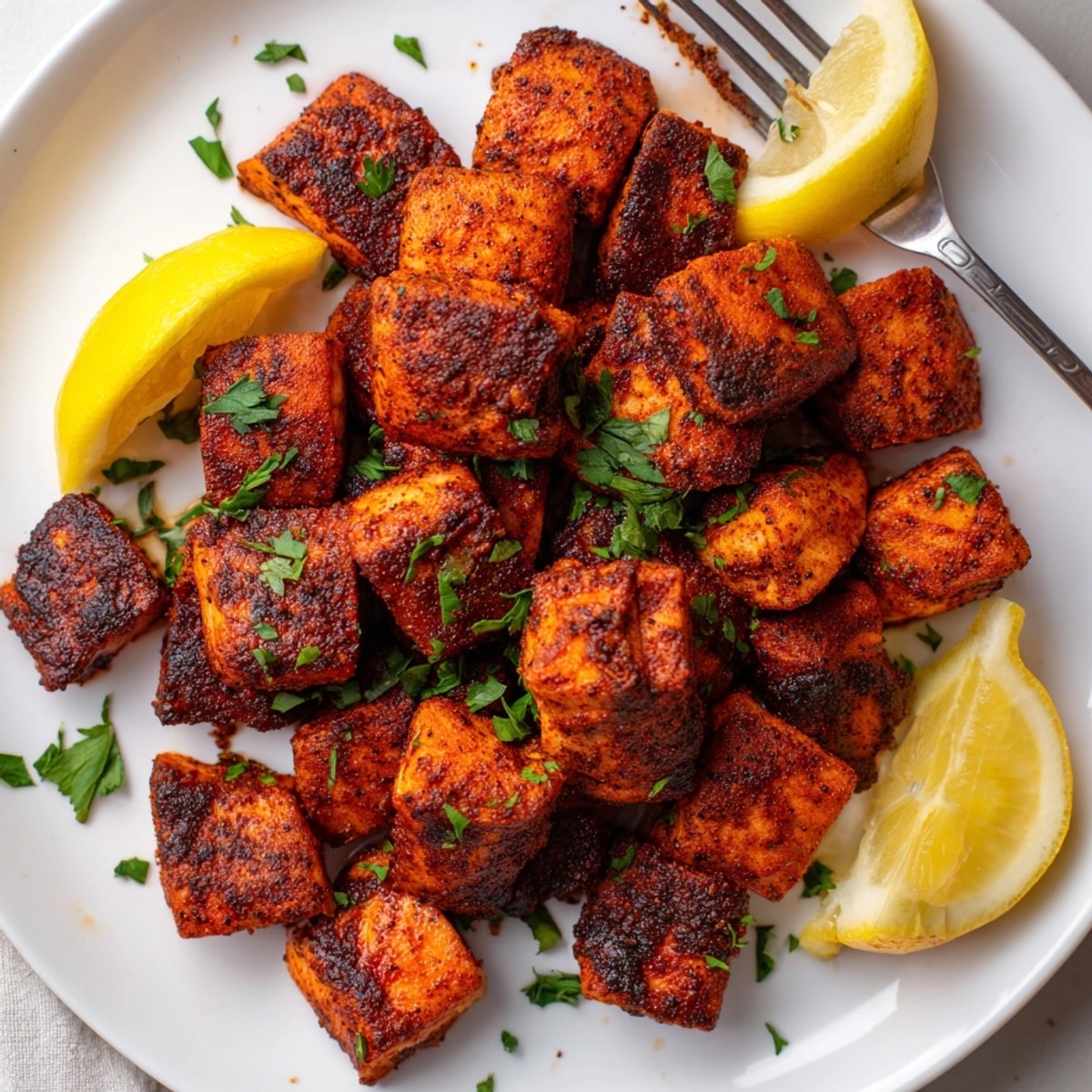 Cajun Blackened Salmon Bites recipe: Flaky, spiced salmon seared crisp, ready to serve