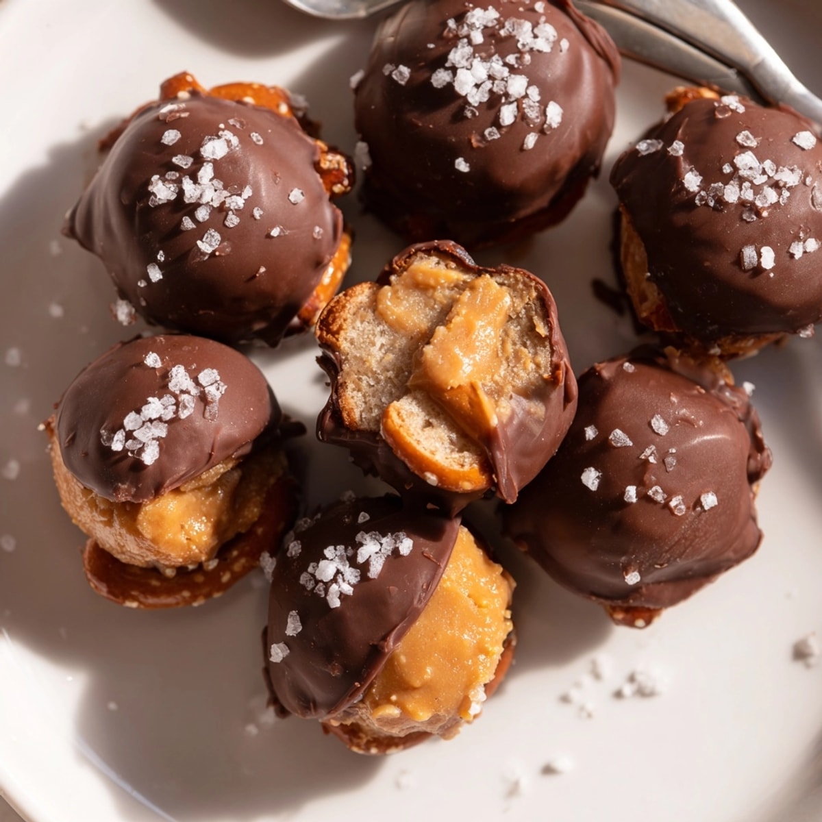 Homemade Peanut Butter Salted Pretzel Bites: a sweet, salty, crunchy, and chocolatey party snack.