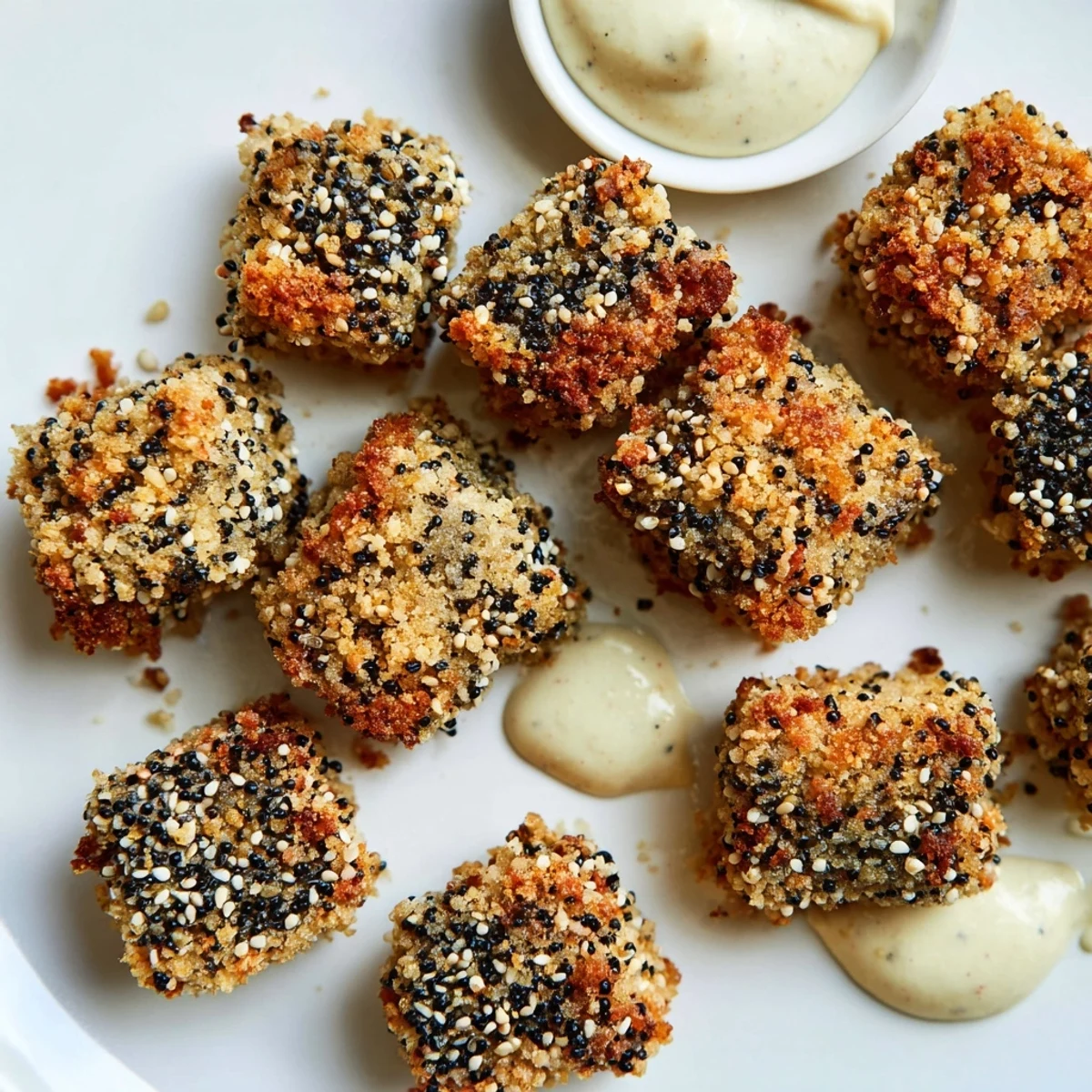 Delicious baked tofu bites, marinated and served with spicy dipping sauce.