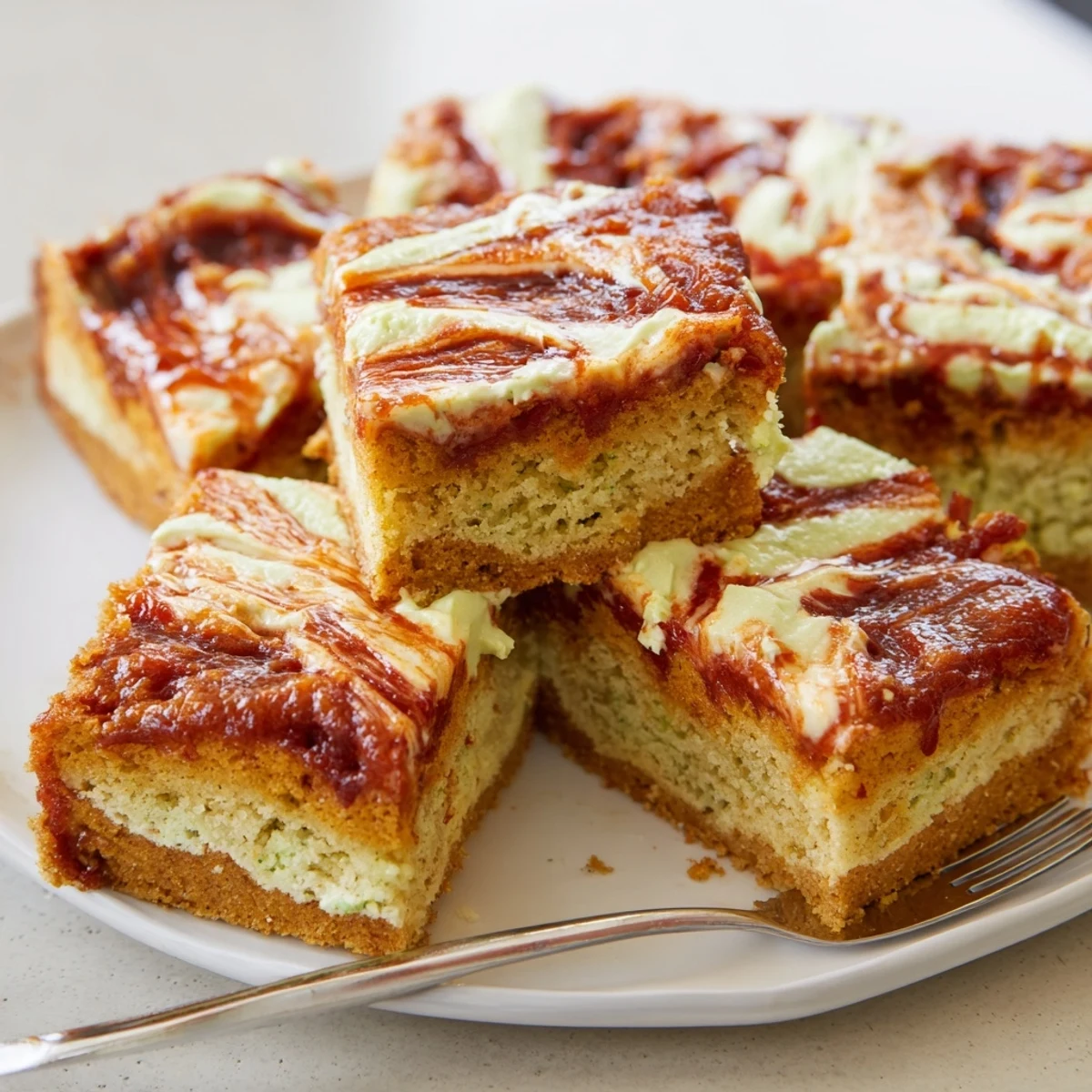Sweet Tea Chili Garlic Monster Cake Pancake Bars with a vibrant glaze and monster swirls.
