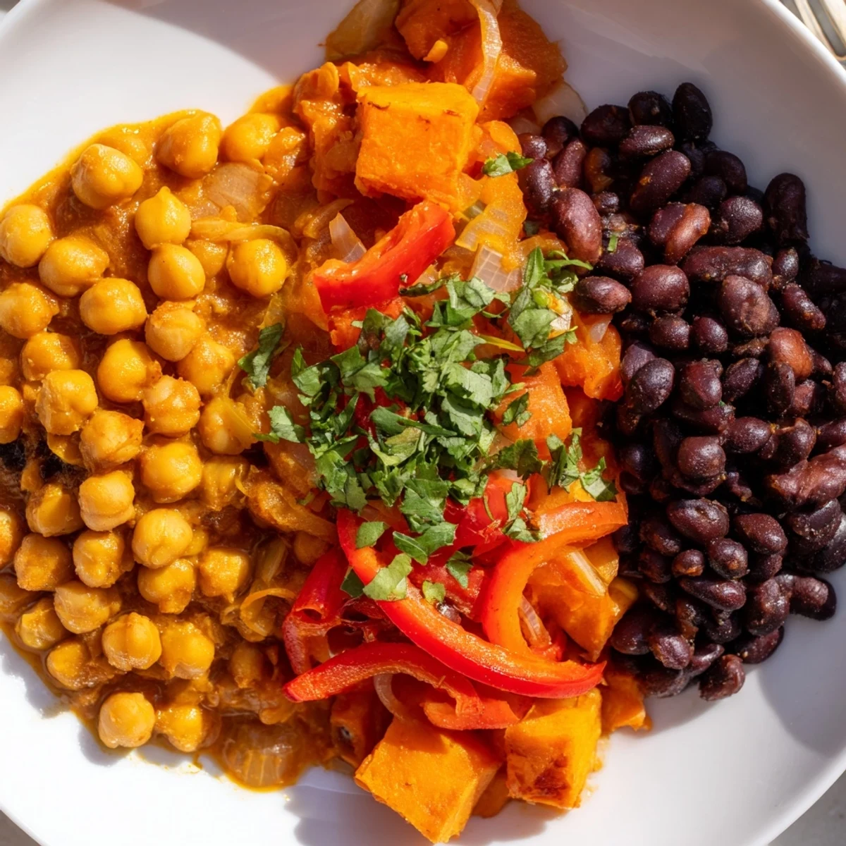 Delicious Indian Chickpea Curry served in a bowl, garnished with fresh cilantro and spices.  