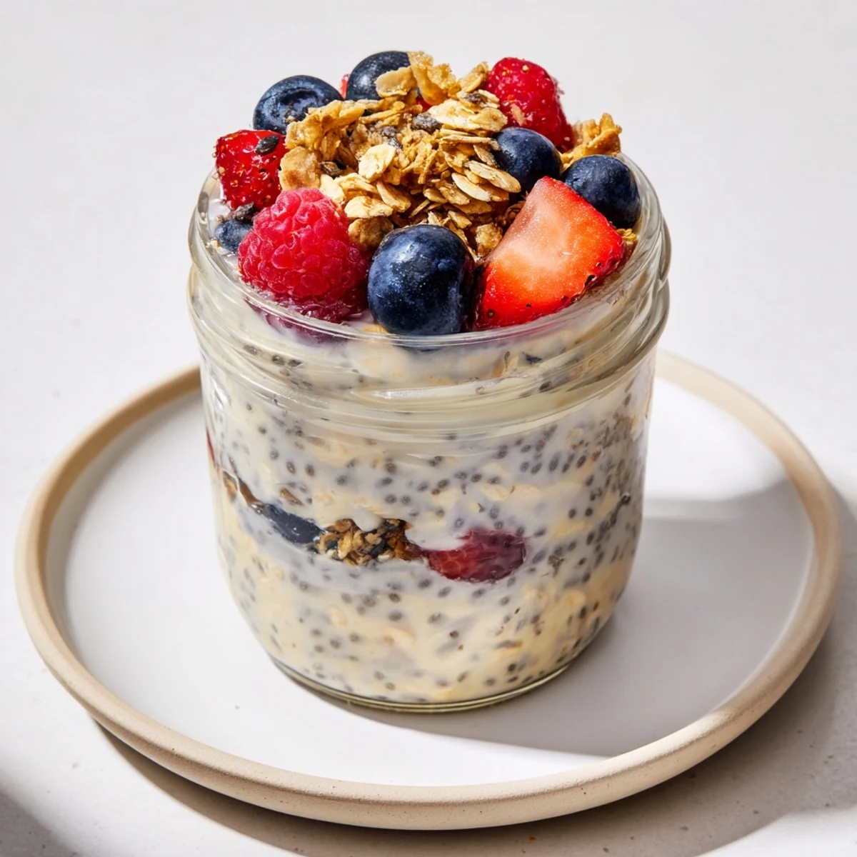 Delicious and healthy Overnight Oats in Jars; prepared overnight for grab-and-go morning meals.