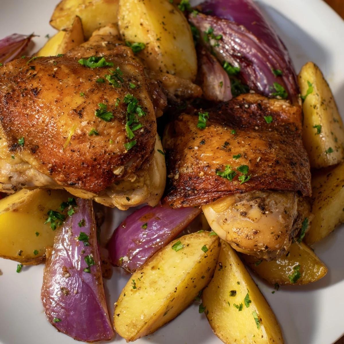 Vibrant image of Greek Lemon Chicken and Potatoes, infused with lemon and oregano, perfect for dinner.