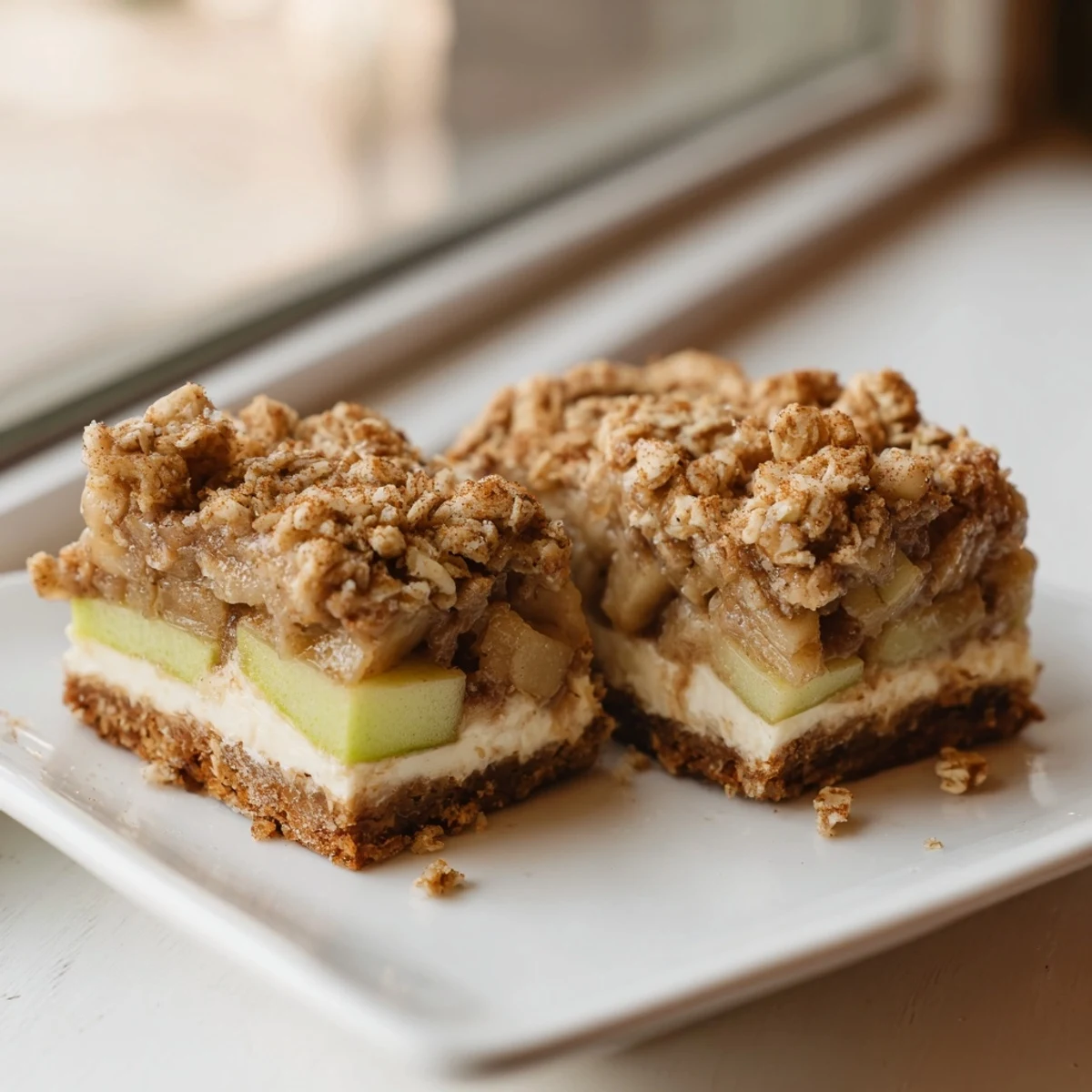 Imagine the layers of creamy cheesecake studded with spiced apples topped by a crispy oat topping in these Apple Crisp Cheesecake Bars.