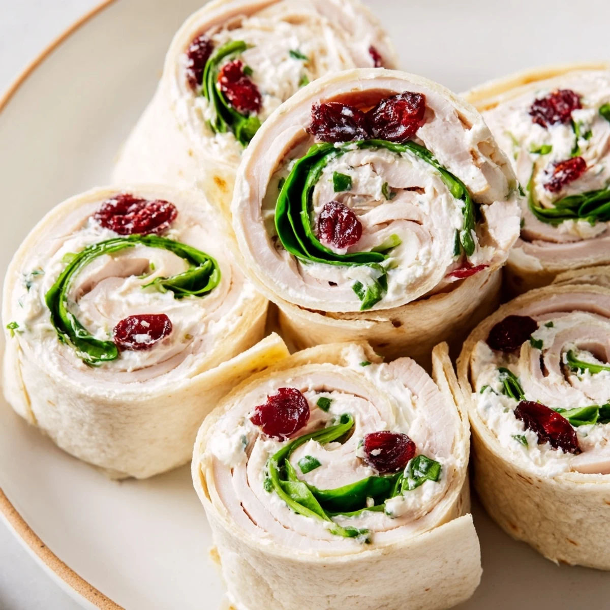 Sliced Turkey Cranberry Pinwheels, showcasing a delicious appetizer, perfect for parties or a quick snack.
