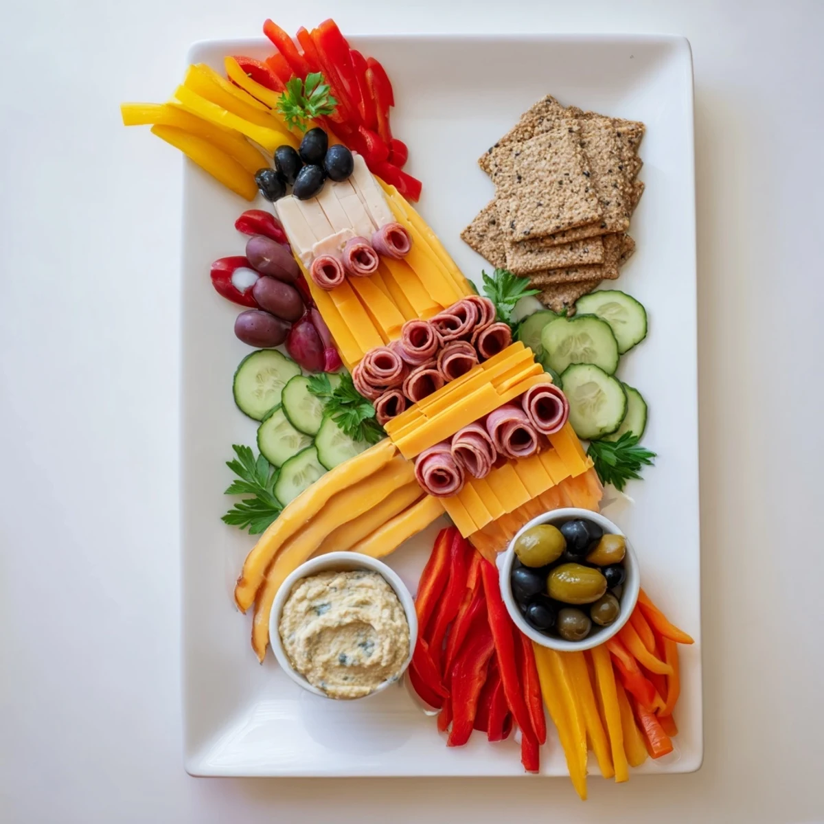 A Rock Star Guitar Snack Platter, a visually exciting appetizer with colorful veggies and dips.
