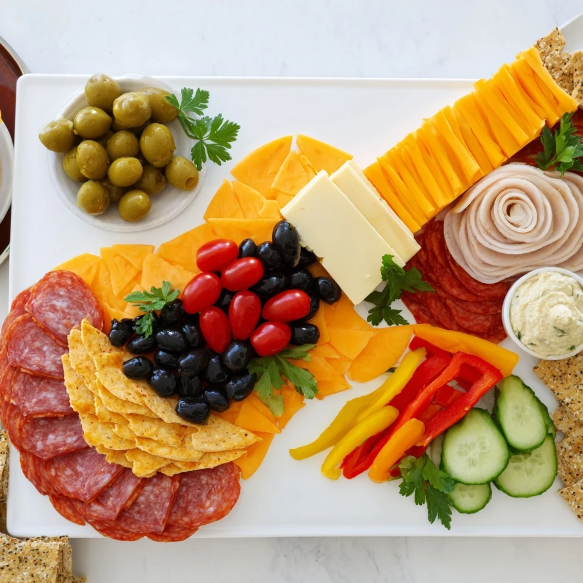 Savory Rock Star Guitar Snack Platter with cheddar, peppers, and various delightful dip options.