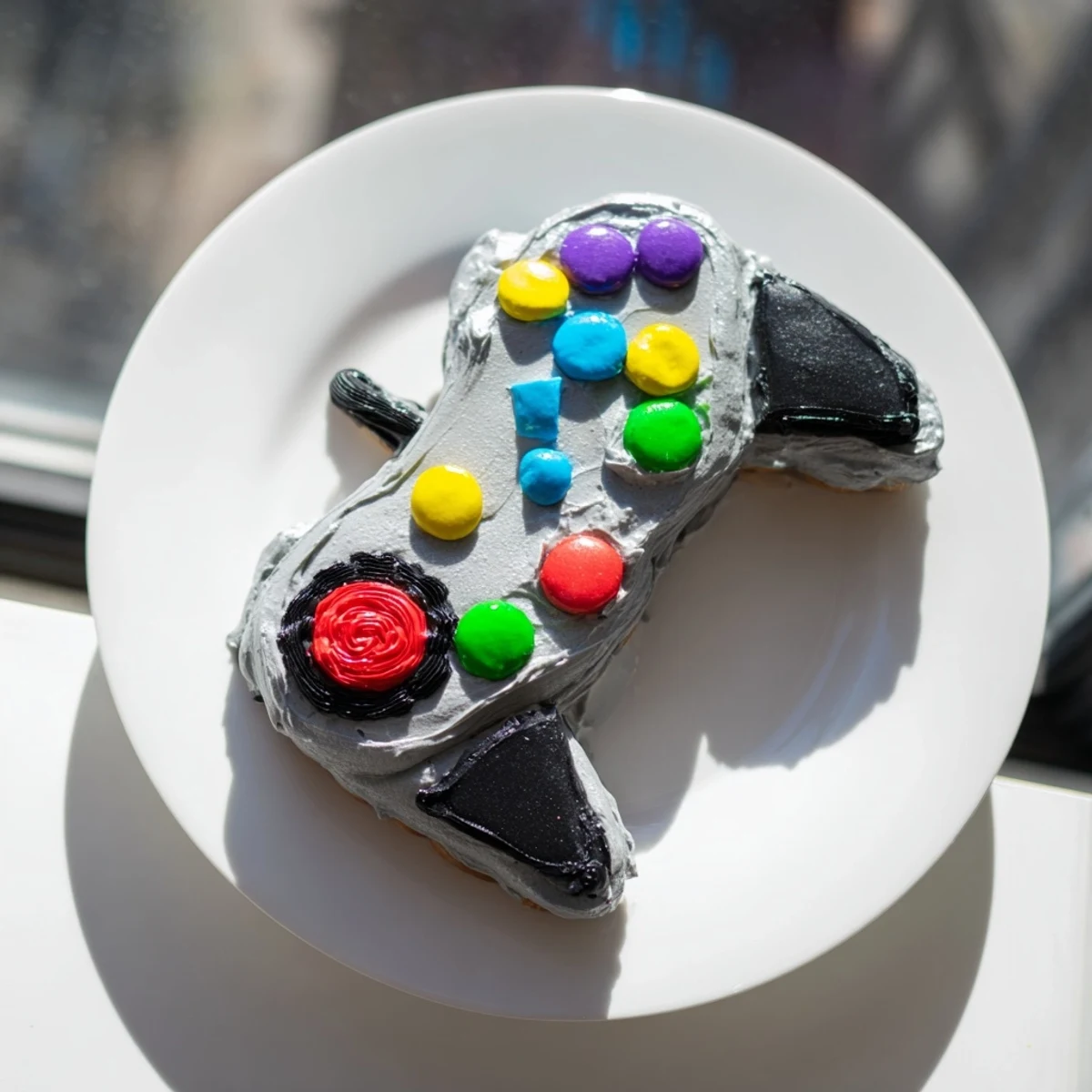 Pixel Perfect Video Game Controller Board, a colorful frosted dessert, ready for a gaming party!
