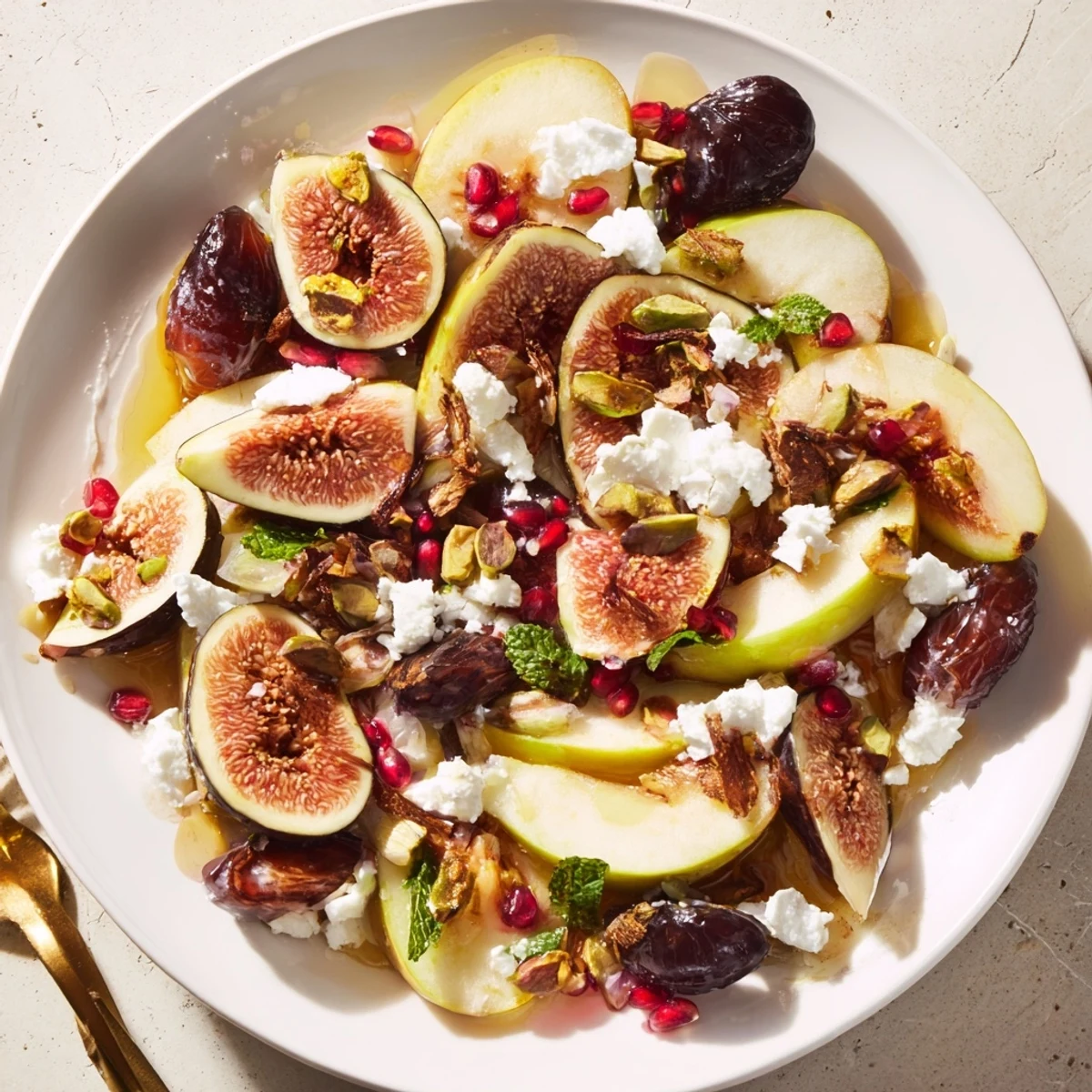 This elegant Winter Fruit: Fig and Date Snowdrift Platter boasts fresh figs, dates, and snowy coconut.