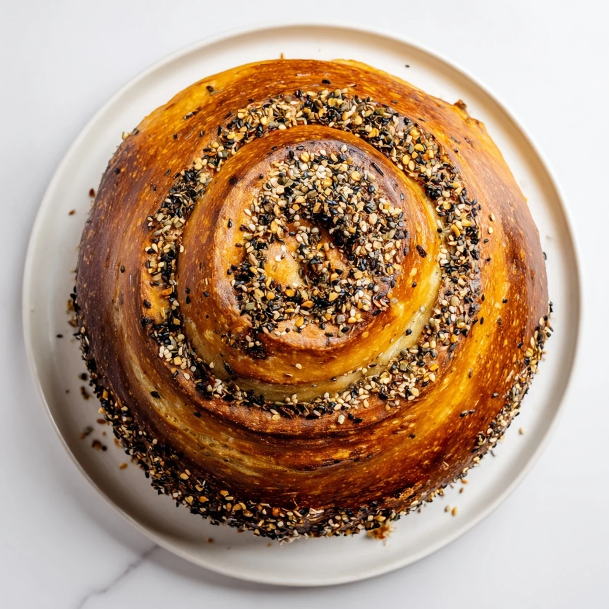 Delicious slices of The Fibonacci Spiral Growth Bread showing the seeded spiral layers.