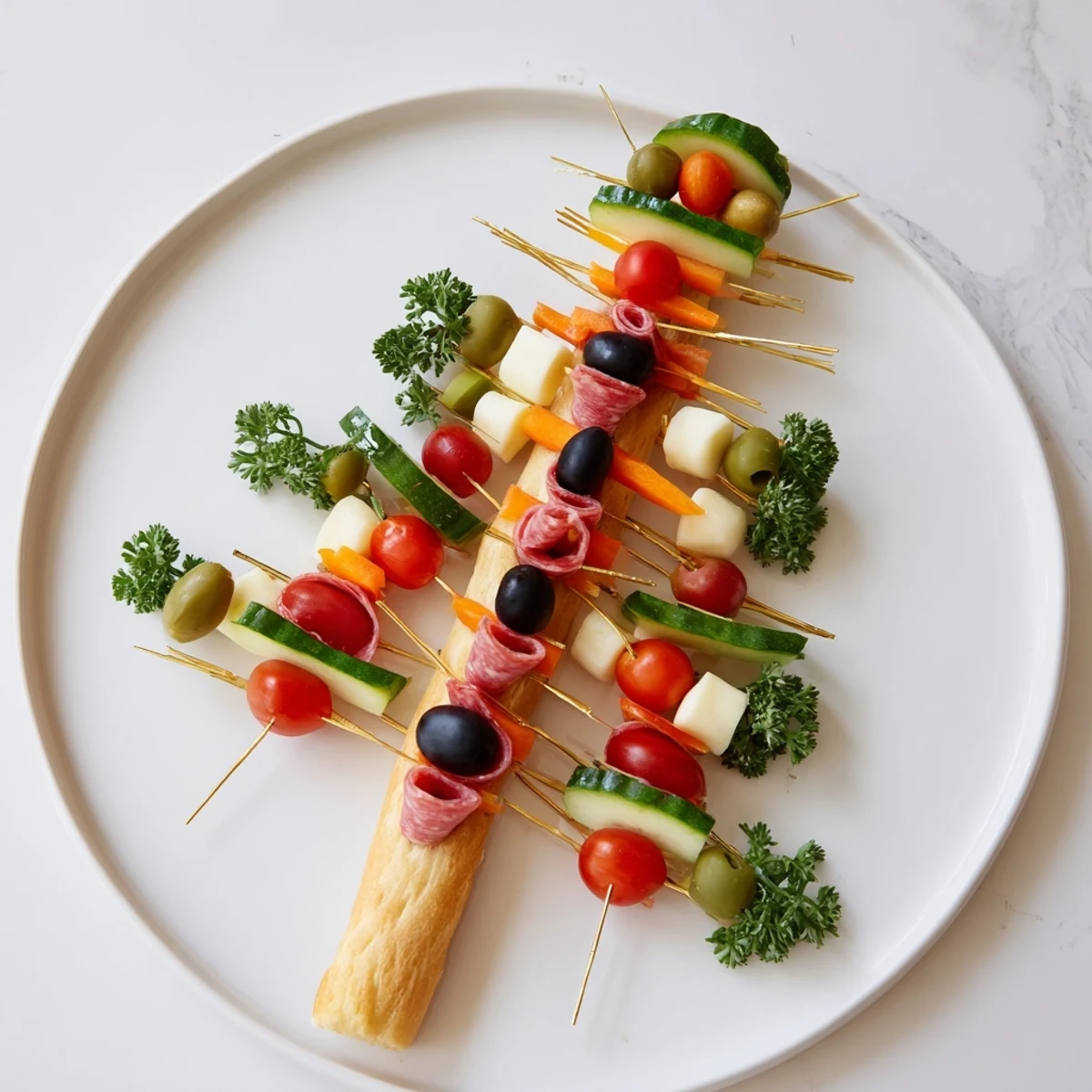 Fractal Tree Branching Bread Centerpiece: a savory appetizer featuring veggie and cheese “branches” on bread.