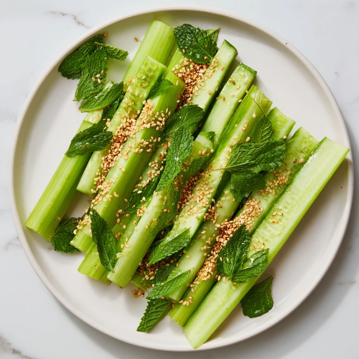 Crisp The Bamboo Zen appetizer presents artfully arranged celery and cucumber ready for a refreshing bite.