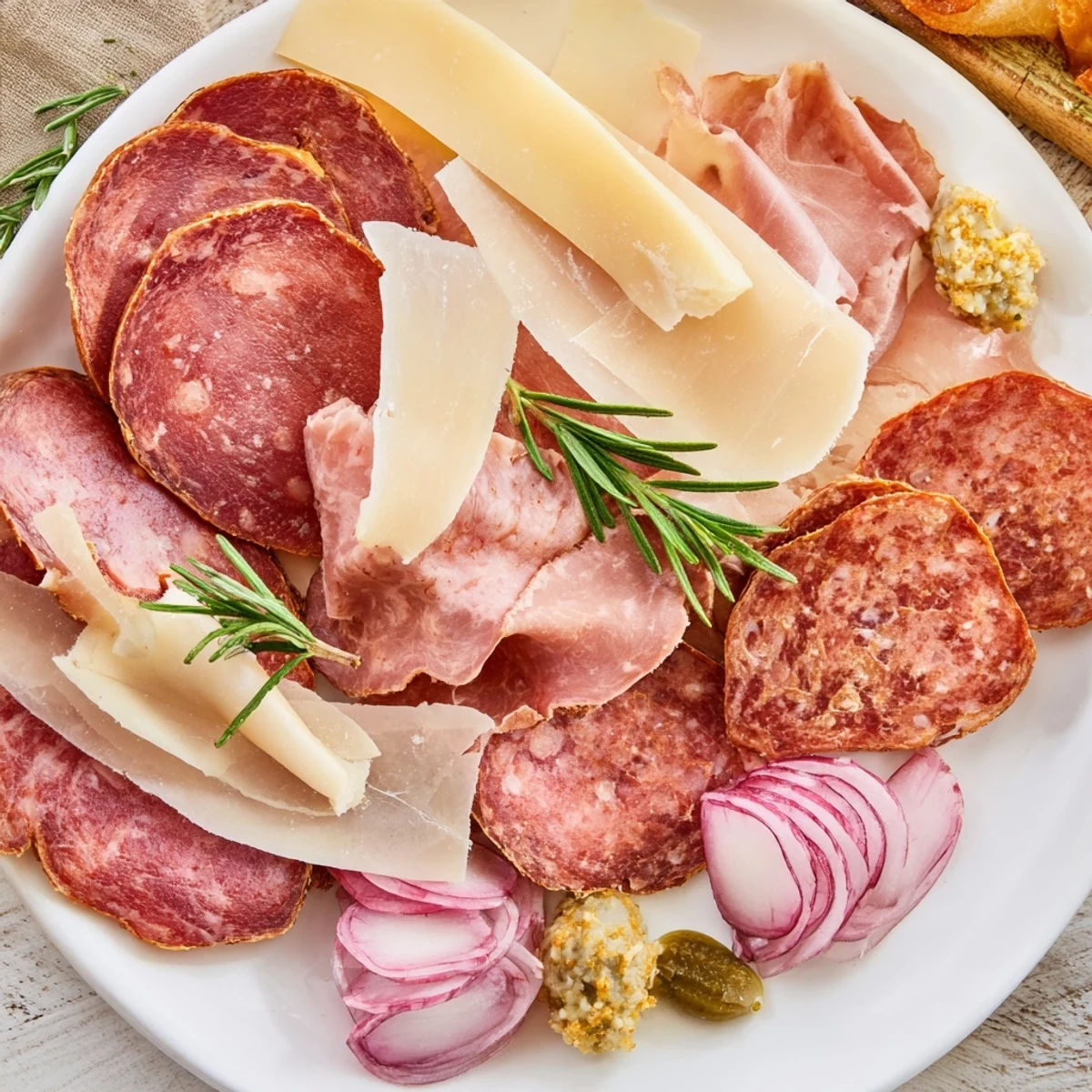 This image showcases a beautiful shareable spread of The Burlap & Lace charcuterie, ready to devour!