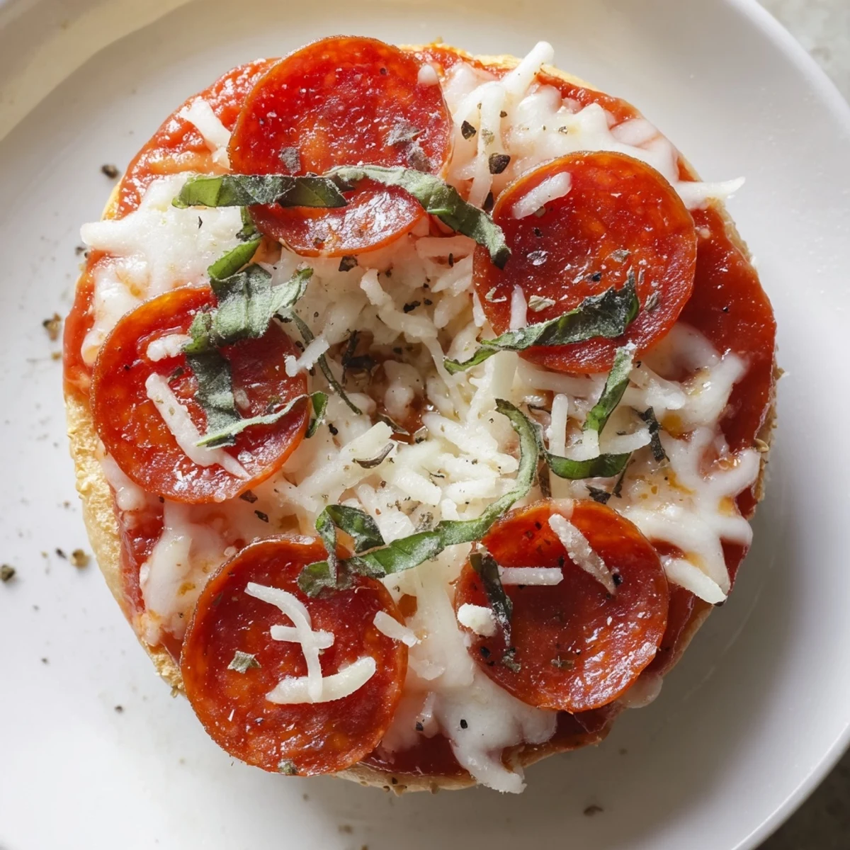 Mini Pepperoni Pizza Bagels fresh from the oven, with bubbly cheese and crispy pepperoni slices.