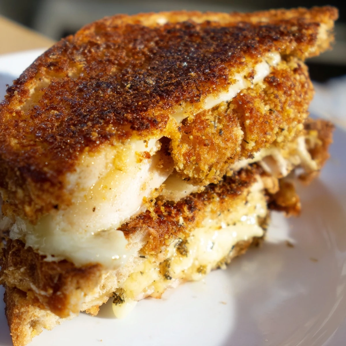 Buttery, cheesy Grilled Cheese sandwiches with flavorful Crispy Parmesan Chicken Thighs, a satisfying dinner.