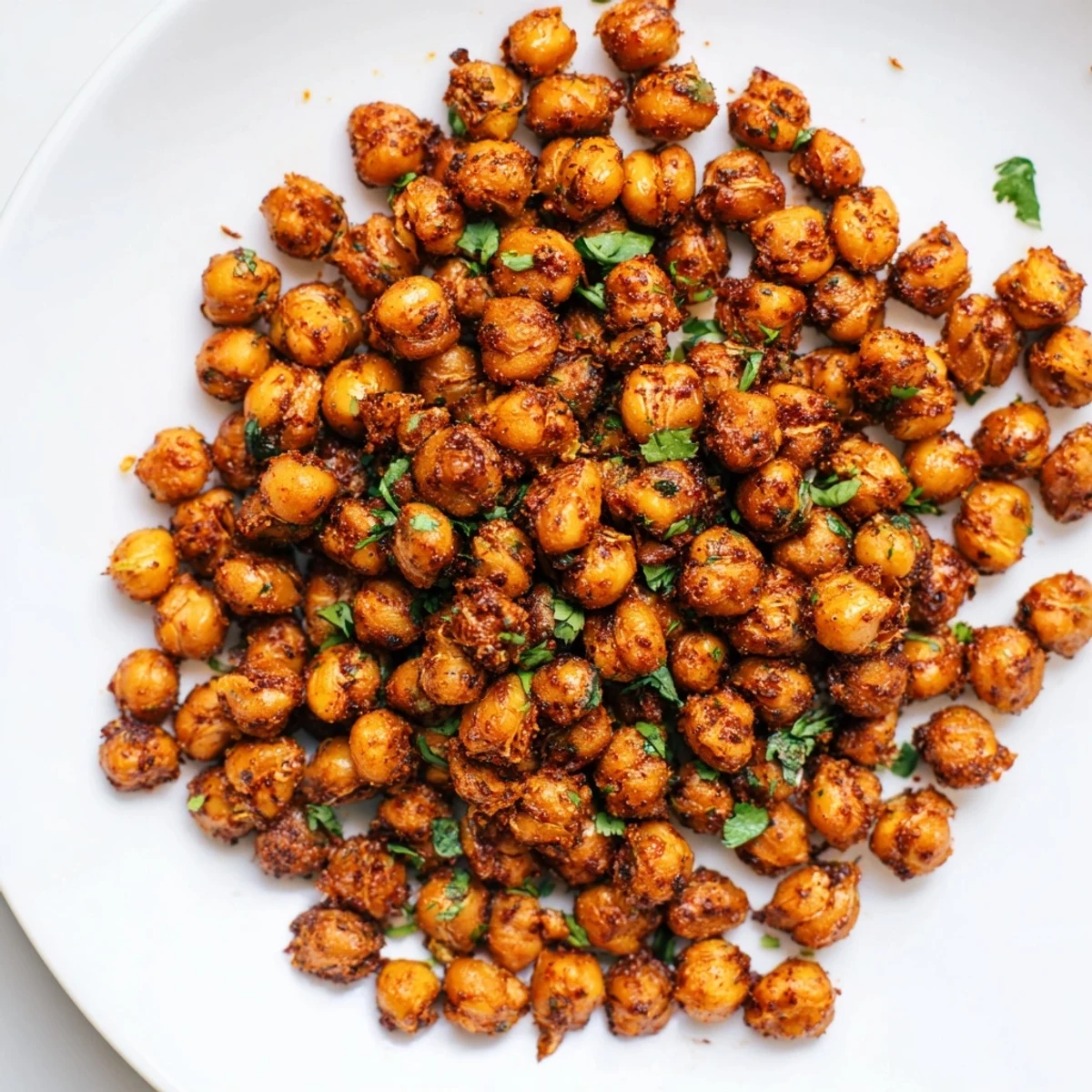 Spicy harissa chickpea roast, ready to enjoy with a vibrant, flavorful, crunchy bite.