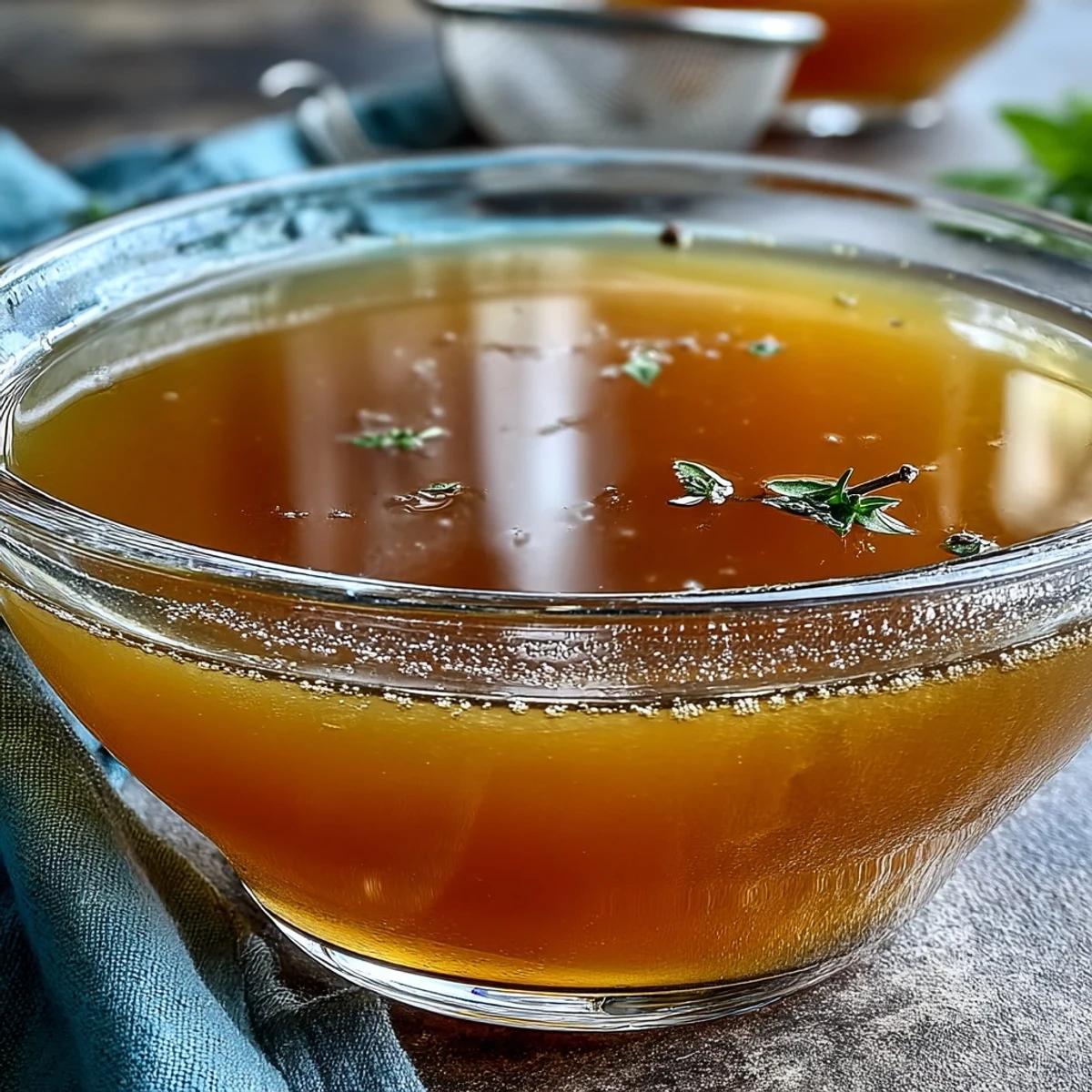 Golden vegetable broth from scraps simmering gently in a pot.