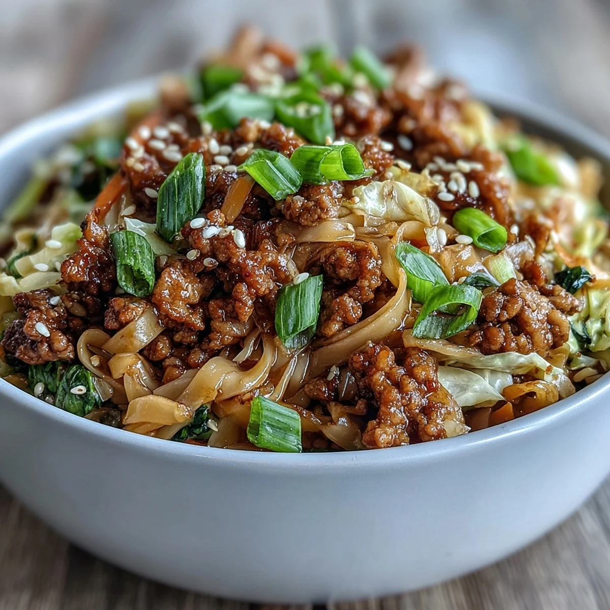 Family-style serving of Potsticker Noodle Bowls garnished with lime wedges and cilantro for a flavorful dinner.