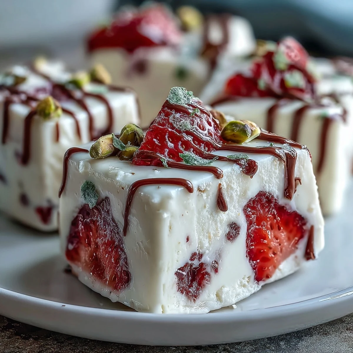 Heart-shaped Valentine strawberry yogurt bark with pistachios, a sweet and tangy frozen treat perfect for sharing.