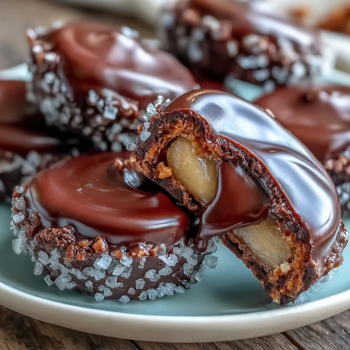 Homemade peanut butter cups featuring a crunchy pretzel layer, rich peanut butter center, and glossy chocolate coating.