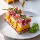 Appetizing Layered Urban Skyline showcases a delicious blend of textures and flavors in an enticing arrangement.