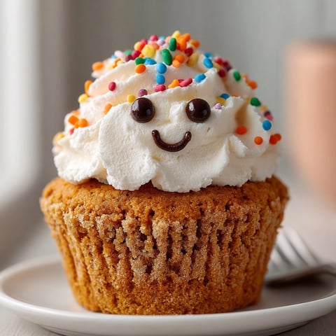 Classic American Silly Cake Pumpkin Spice Disaster Cupcakes topped with creamy cinnamon frosting and playful candy eyes.
