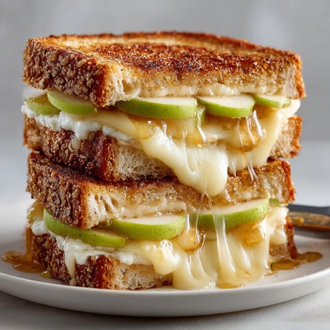 Cinnamon Apple Grilled Cheese sandwich with golden, buttery bread and gooey melted cheddar.