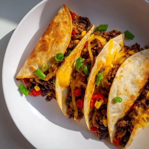 Golden, crispy Sheet Pan Quesadillas with beef brimming with melted cheese and savory filling ready to serve.