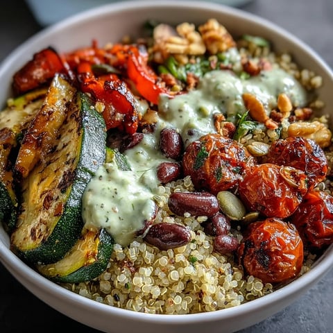 Freshly roasted vegetables and fluffy quinoa fill this vibrant Veggie and Quinoa Power Bowl, topped with crunchy almonds and a lemon vinaigrette.