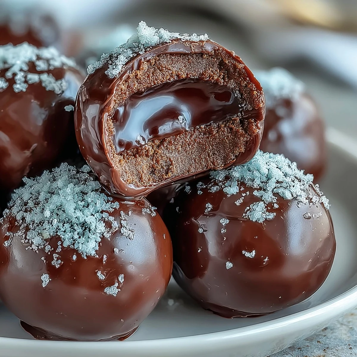 These Hojicha Truffles are rolled in roasted tea powder, revealing creamy centers against dark chocolate shells.