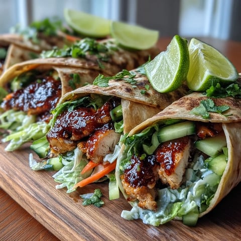 Sliced Sweet Chili Chicken Wraps on a plate with lime wedges and cilantro garnish, ready to serve for lunch.