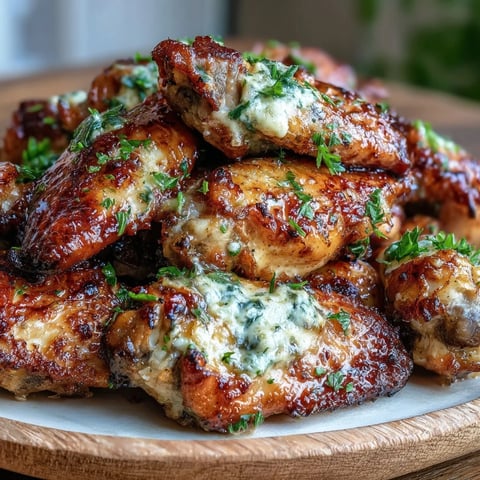 Golden-brown Keto Garlic Parmesan Baked Chicken Wings rest on a wire rack, releasing savory steam and showing off crispy, golden edges.
