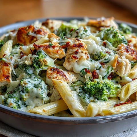 Creamy Garlic Parmesan Chicken and Broccoli Pasta with tender penne, juicy chicken, and vibrant broccoli in a rich, garlicky Parmesan sauce.  