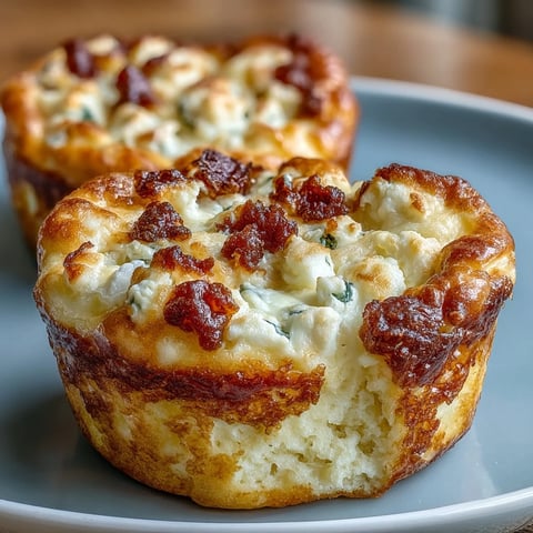 Fluffy cottage cheese egg bites with melted cheddar, baked to golden perfection in a muffin pan.  