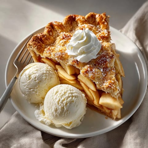 Classic apple pie with golden, flaky crust and bubbling cinnamon apples fresh from the oven.