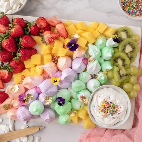 Vibrant Magical Unicorn Rainbow Dessert Board, a perfect dessert centerpiece for joyful celebrations and parties.