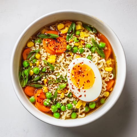 Vibrant image of Ramen Upgrade with Frozen Peas: a hearty, flavorful vegetarian ramen dish.