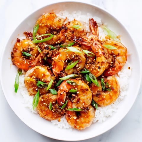 This image shows delicious honey garlic shrimp, a quick and easy weeknight dinner idea at your home.