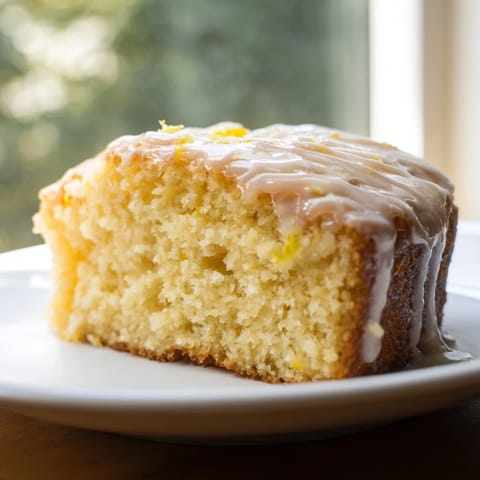 A slice of homemade Lemon Yogurt Cake, offering a burst of citrus flavor in every bite.