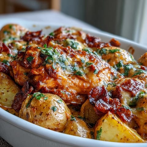 Buffalo Ranch Chicken Potato Bake