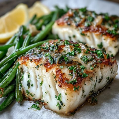 Healthy lemon garlic tilapia packets with green beans, tender fish and veggies steamed in foil for a light, flavorful dinner.