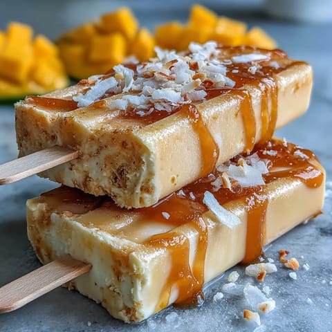 Zesty lime and sweet mango blend with Greek yogurt and coconut milk in these healthy, homemade frozen popsicles.  