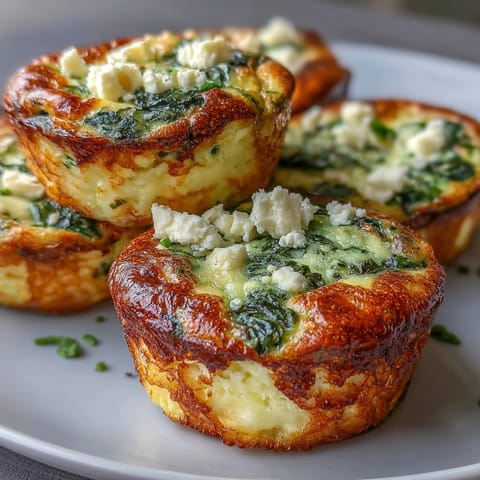 Keto spinach and feta egg muffins baked to golden perfection, packed with protein and fresh vegetables for a healthy breakfast.