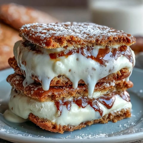 Milk Cookie Sandwich Cookies with Cream: Soft, golden cookies filled with smooth vanilla cream, perfect for dessert or tea time.