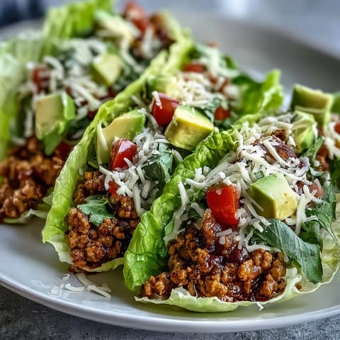 Juicy Turkey Taco Lettuce Wraps with fresh toppings, ready to eat.