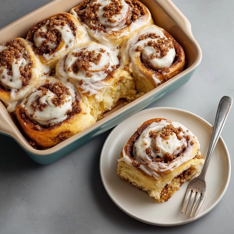 Soft, fluffy The Best Pumpkin Cinnamon Roll sliced open, showing spiced pumpkin swirl and gooey center.