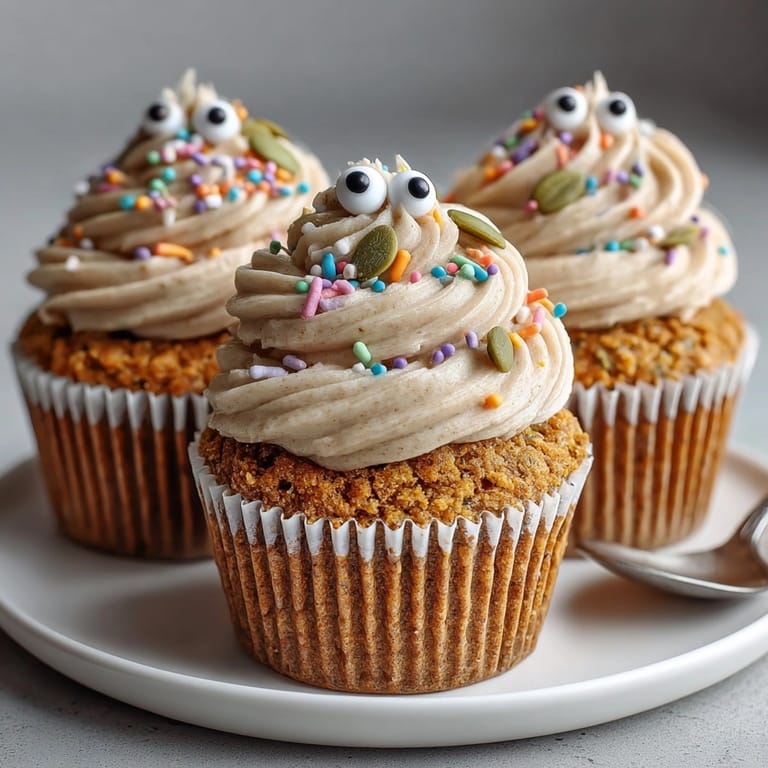 Freshly baked Classic American Silly Cake Pumpkin Spice Disaster Cupcakes cooling on a wire rack, perfect for fall.