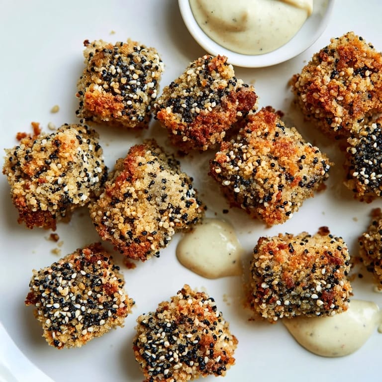 Delicious baked tofu bites, marinated and served with spicy dipping sauce.