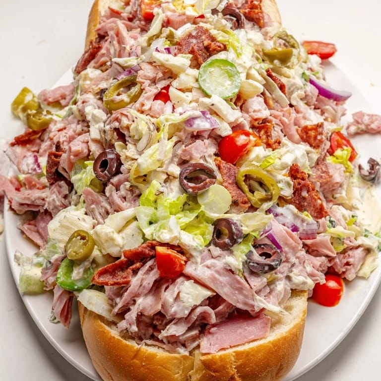 Colorful Flavor Mash-Up Sandwiches bursting with Italian ingredients and creamy dressing.  