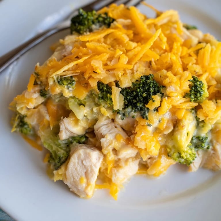 Luscious Chicken & Broccoli Cheddar Bake, perfect for cozy family dinners or potlucks.  